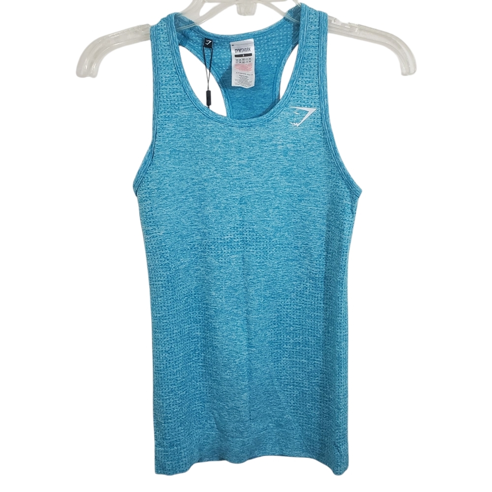 NWT Gymshark Vital Seamless Vest Tank Athletic Hydro Teal Marl Blue Small